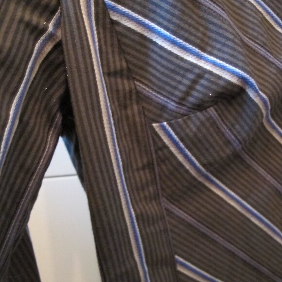 Worthington Button Up Blouse Gray with Blue/White stripes FITTED. - Picture 5 of 7